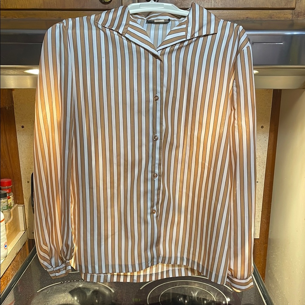 Striped Brown and White Women’s Shirt